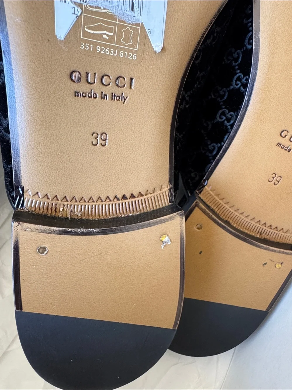 Gucci princetown slide black logo mocassin loafers flats sz 39